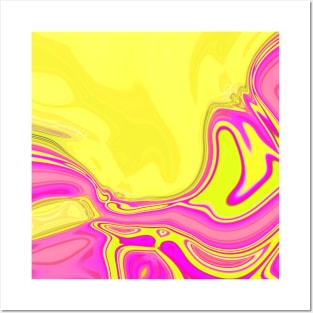 1980s preppy abstract colorful pink yellow swirls Posters and Art